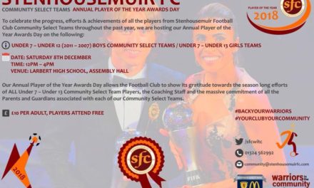 Stenhousemuir FC Community Select Teams Player of the Year Awards Day 2018