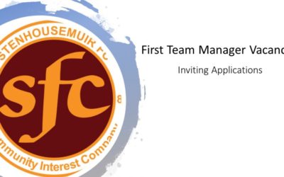 1st Team Manager Vacancy – FINAL CALL for applications