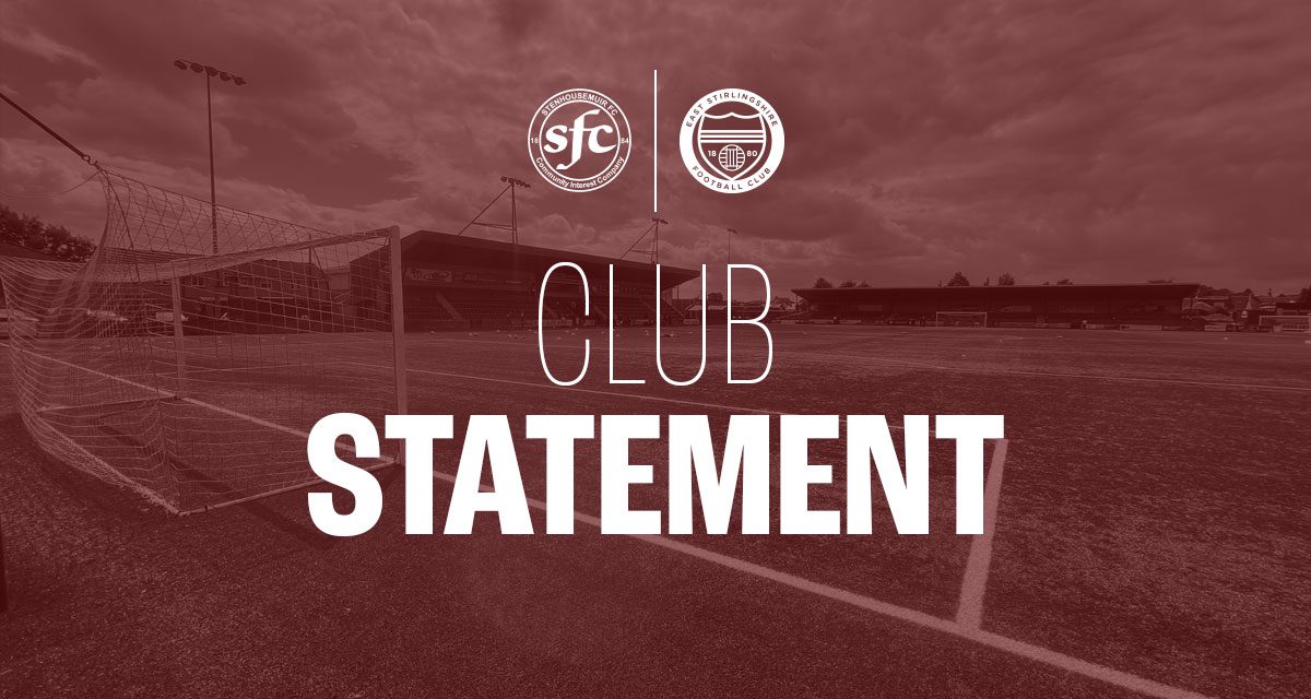 Club Statement: East Stirlingshire F.C. to Ground Share with Stenhousemuir F.C.